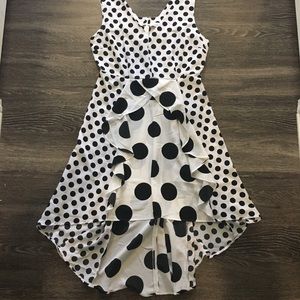 High low black and white polka dot dress NY&co
